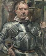 Lovis Corinth self portrait in armor oil painting